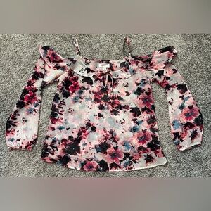 Arizona Women’s Floral Print Off The Shoulder Crop Top Size Small